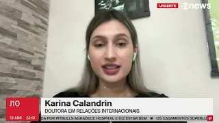 Karina Calandrin fala na GloboNews sobre o ataque iraniano contra Israel