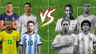 4 VS 4 New Legends VS Old Legends(Messi,Ronaldo,Neymar, Mbappe vs Pele,Maradona,Ronaldo, Ronaldinho)