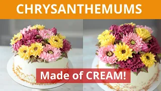 Flower cake. How to make chrisantemum. Cream decoration. Malinovka.