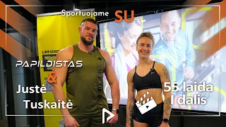 55 Laida II dalis #sportuojame su Juste Tuskaite. Nugaros ir dvigalvio treniruotė. Sumo dead lift.