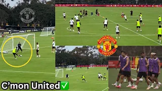 {video} Man United training today 🔥, see Onana, Sancho, Bruno, Rashford, Antony, Varane in action.