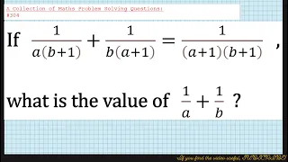 A Collection of Maths Problem Solving Questions:#304 (Algebra)