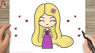 How to Draw Cute Rapunzel Easy || Disney Princess Drawing Easy Step by Step