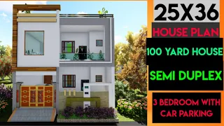 25X36 Semi Duplex House Plan Video Walkthrough || 900 Square Feet House Plan  Car Parking