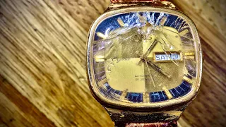 HAD TO MAKE MY OWN CRYSTAL FOR THIS - ORIS TV CRYSTAL RESTORATION - GOLD plating | tutorial eta 2879