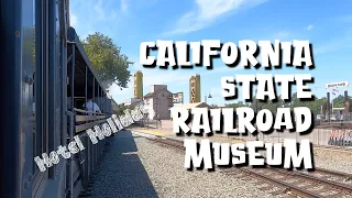 CALIFORNIA STATE RAILROAD MUSEUM -STEAM ENGINE TRAIN RIDE ALONG SACRAMENTO RIVER // MISERABLE GO PRO