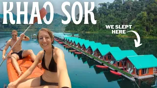 Khao Sok FLOATING BUNGALOWS and Cave Exporing - Thailand National Park Travel Vlog