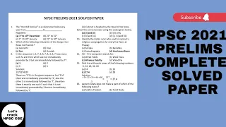NPSC 2021 Prelims Paper  Complete Solved Paper
