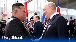 Vladimir Putin and Kim Jong Un inspect rockets at the cosmodrome in Russia