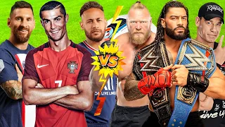 Ronaldo Messi & Neymar Vs Roman Reigns John Cena & Brock Lesnar WWE 2K23