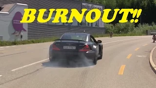 Mercedes SL65 AMG Black Series burnout!! + F430