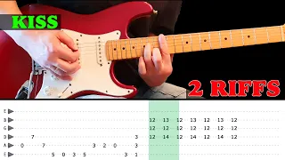 Easy guitar riff lesson - KISS - 1. I was made for loving you 2. Black Diamond (with tabs)