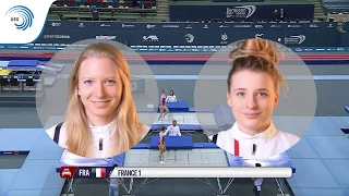 Marine JURBERT & Lea LABROUSSE (FRA) - 2018 Trampoline Europeans, synchro final