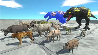 Escape from Captain America & Batman T-Rex - Animal Revolt Battle Simulator