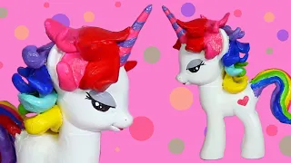 How to Make a Custom Rainbow Unicorn My Little Pony Figure - Art Doll Inside Out Repaint DIY