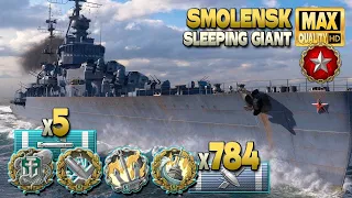 Cruiser Smolensk in a hard ranked battle on map Sleeping Giant - World of Warships