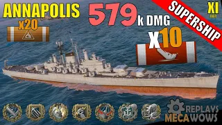 DAMAGE & KILLS RECORD! Annapolis 10 Kills & 579k Damage | World of Warships Gameplay