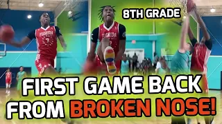 8TH GRADE Jamier Jones Returns From A BROKEN NOSE & Flexes DUNK PACKAGE! Makes AAU Team LOSE IT! 🤯