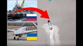 Ukraine armed forces Bayraktar TB2 UCAV destroys Raptor class patrol boats of Russia Navy