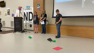 Robot Moves Blocks at TVSC Board Meeting at Akron Elementary School