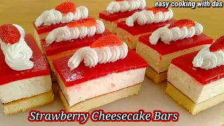Strawberry Cheesecake Bars |  cheesecake recipe | cheesecake bars recipe | easy cooking with das