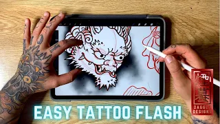 Draw 3 easy japanese tattoo flash ideas