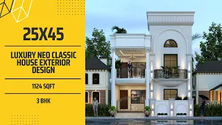 25x45 Classical House Elevation | Classical House Design | neoclassical house design india