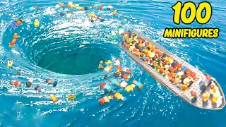 I Tested a BIG Lego Vortex VS 100 Minifigures on Lego Boat! - LEGO Water Vortex Experiment
