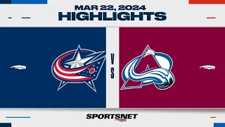 NHL Highlights | Blue Jackets vs. Avalanche - March 22, 2024