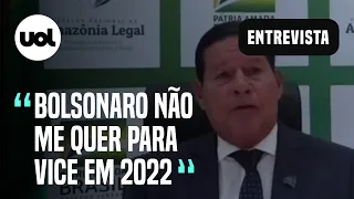 Mourão: "Tudo indica que Bolsonaro não me quer para vice em 2022"