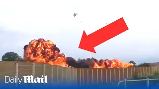 Horrifying moment Italian airforce jet crashes during air show and hits family car killing girl