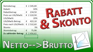 RABATT und SKONTO (Netto, Brutto, Preis, Buchhaltung) - Excel Grundlagen Tutorial & Anleitung