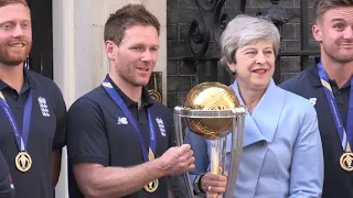 Theresa May Welcomes England's World Champions Cricketers To Downing Street