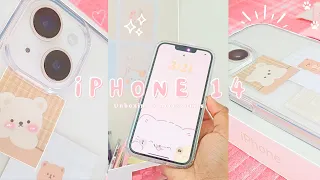 iPhone 14🤍unboxing + accessories | aesthetic unboxing🧸