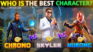 chrono vs skyler vs wukong - who is the best character in free fire - best character in free fire 🧐🤔