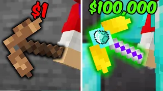 Minecraft $1 Pickaxe VS $100,000 Pickaxe!