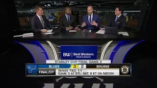 NHL Tonight:  Blues` physical play leads to Game 2 win in OT  May 29,  2019
