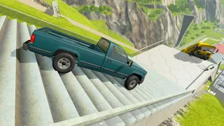 Cars vs Stairs | Stairs Jumps Down #15 // Car Crash Compilation - Beamng Drive