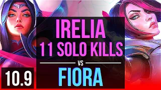 IRELIA vs FIORA (TOP) | 3 early solo kills, 11 solo kills | KR Diamond | v10.9