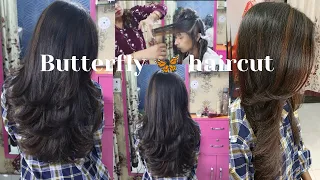 Butterfly 🦋 haircut step by step||trendy butterfly haircut hair length maintain rakhte huye