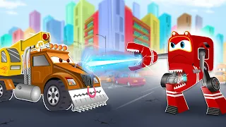 Supercar Rikki and Police Car Stops the Monster Truck from destroying the City🚚