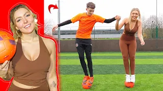 FOOTBALL CHALLENGES vs MY GIRLFRIEND! (Millie T - Skills & Goals)