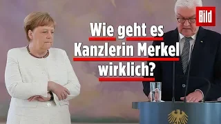 German Chancellor Angela Merkel seen shaking for the second time