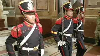 Tomb of General Jose de San Martin. Change of guards.  Metropolitan Cathedral Buenos Aires Argentina