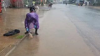 Massive Blocked Culvert Drain Water After A Heavy Rain Morning