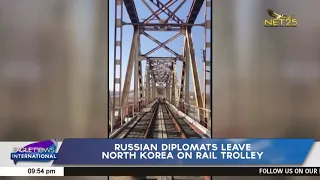 Russian diplomats leave North Korea on rail trolley