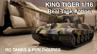 RC TANKS & FUN FIGURES - German King Tiger Heavy Tank 1/16  Real Tank Action