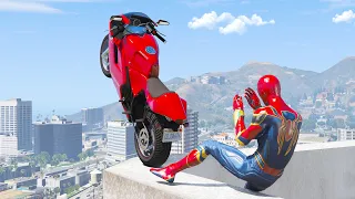 GTA 5 Iron Spiderman Motorcycle Stunts/Fails/Ragdolls Ep03 (Euphoria Ragdolls)