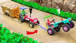 Diy tractor stuck in mud with full Parle-G Loading science project | DIY tractor video | @Sunfarming