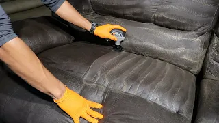 DEEP CLEANING a FILTHY sofa || Satisfying upholstery cleaning